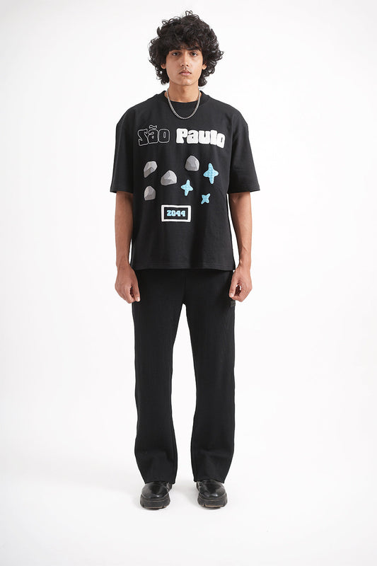 Men's Black Waffle Lounge Pants Main Character