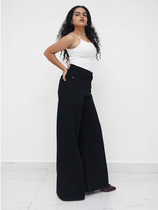 True Black Ultra Wide Leg Jeans