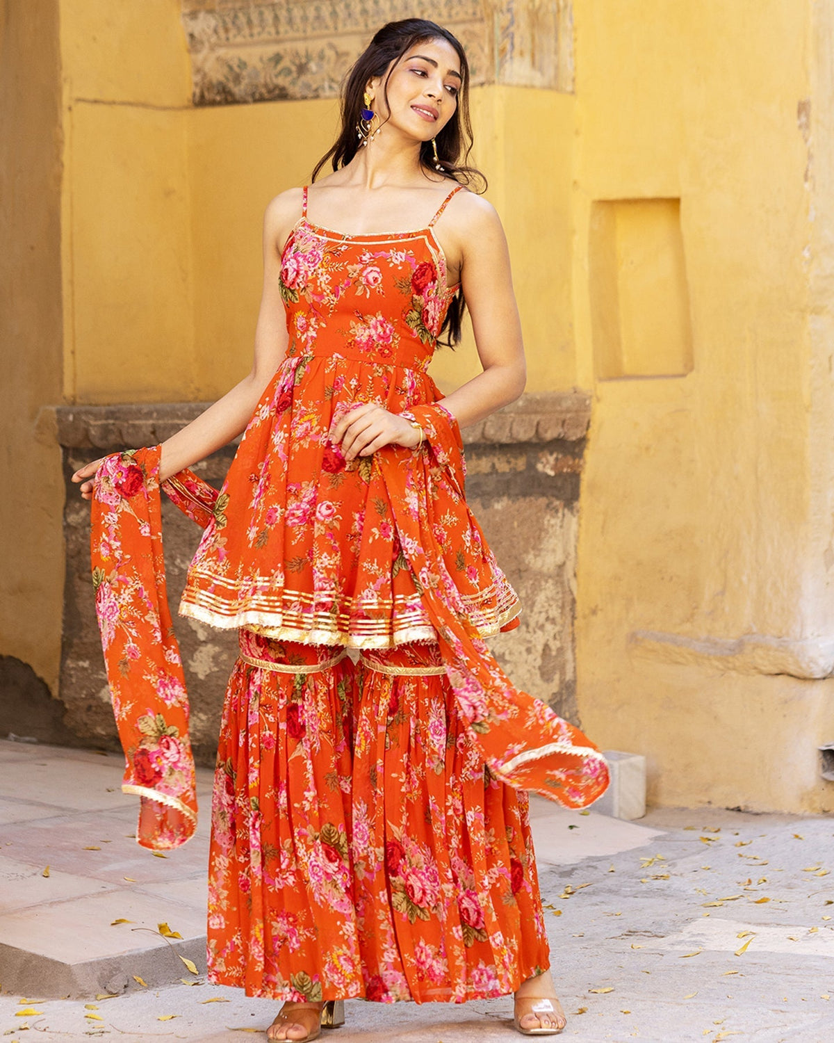TAARA CHIFFON SHARARA SET