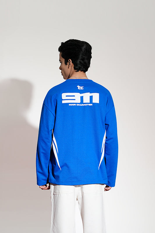Turbo Printed Oversized Blue T-Shirt Main Character