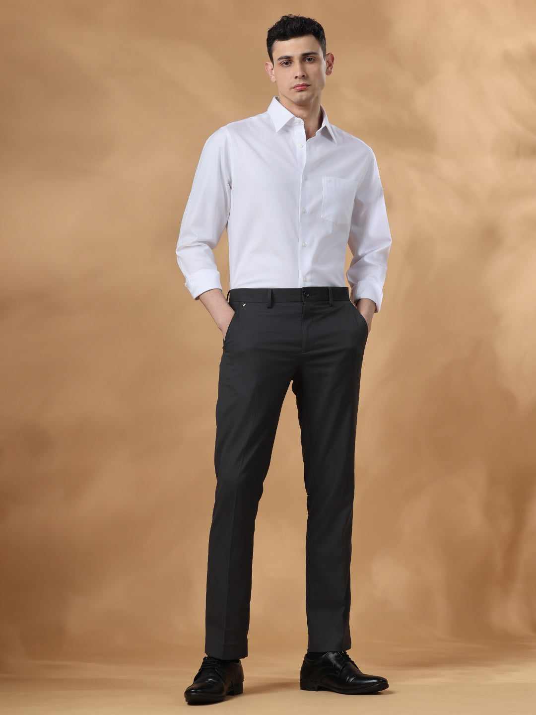 White Regular Fit Solid Formal Cotton Non-Iron Shirt for Men (NOTTE)