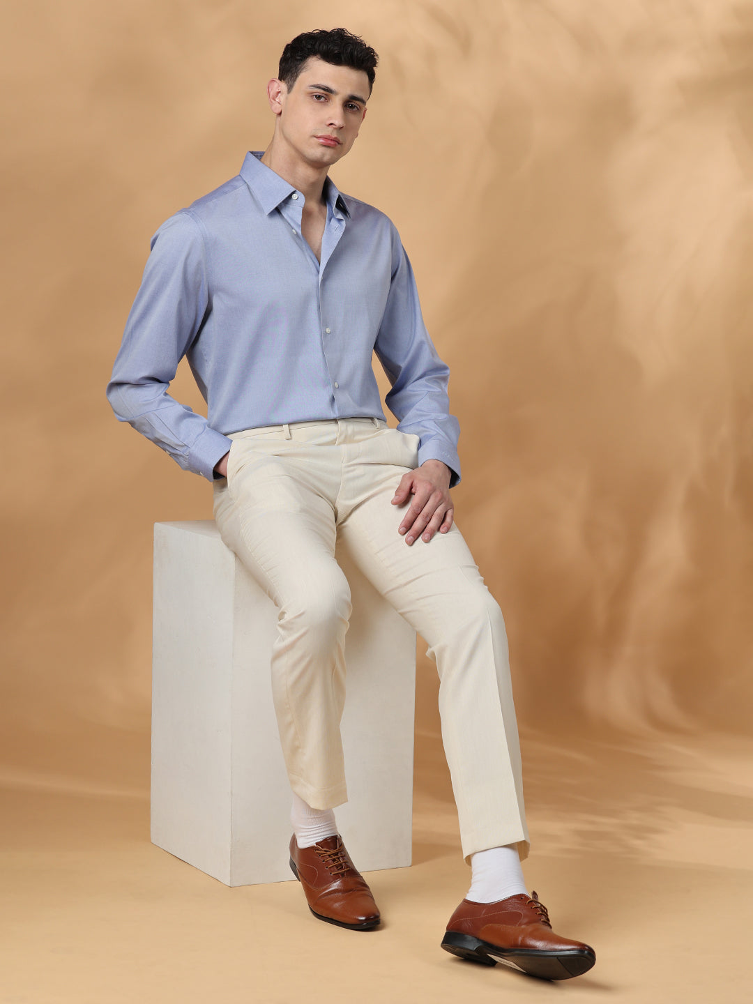 Violet Regular Fit Solid Formal Cotton Non-Iron Shirt for Men (NEGRI)