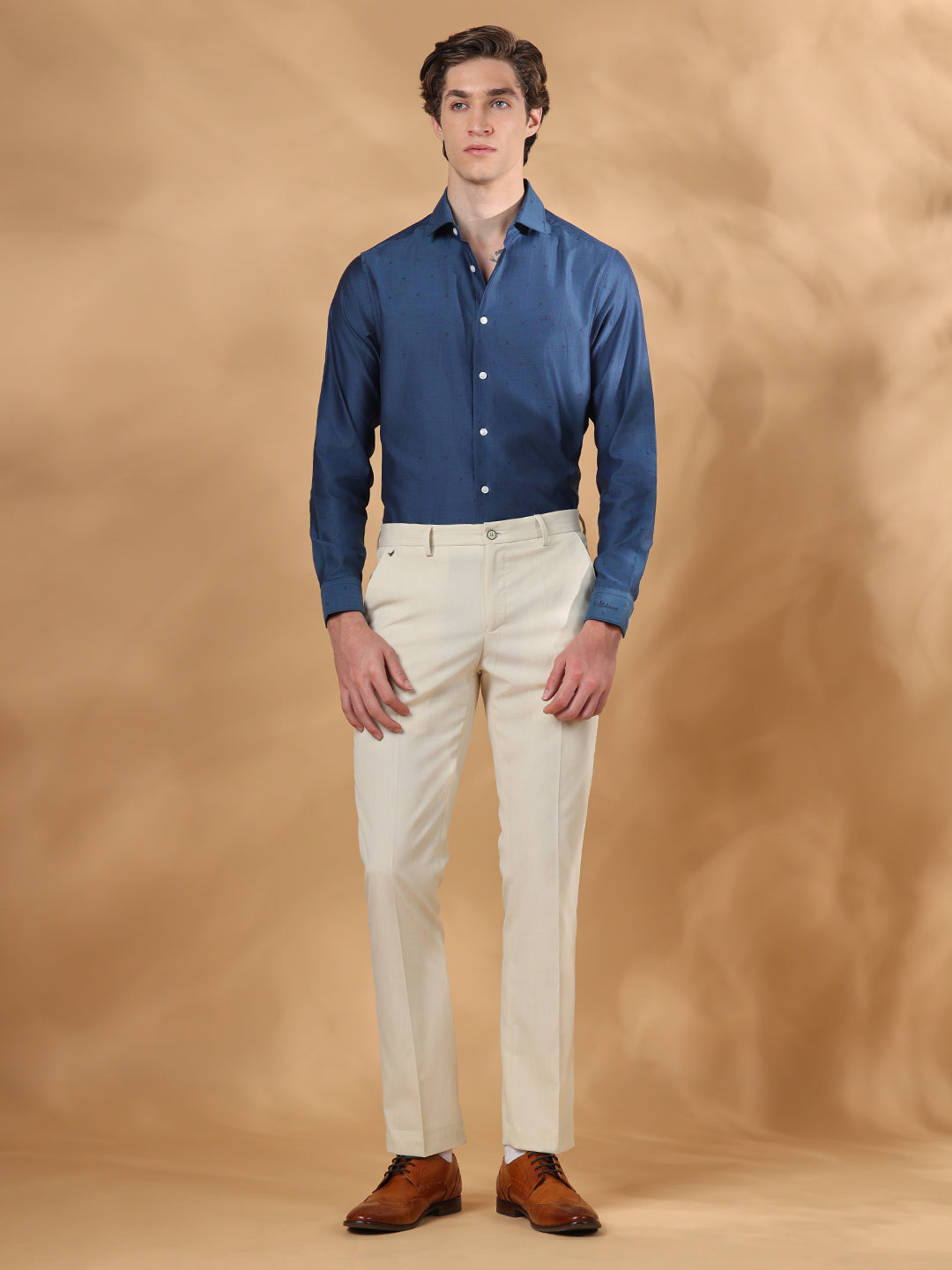 Blue Regular Fit Casual Cotton shirt for men (IZAYA)