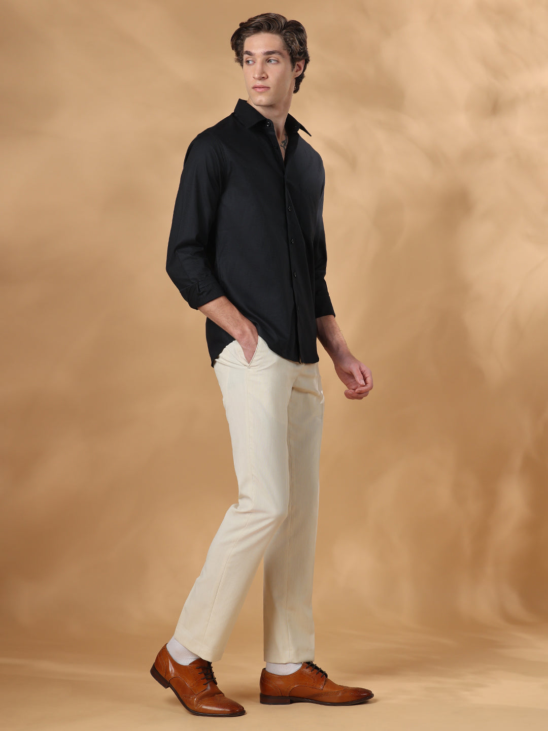 Black Regular Fit Work Black shirt for men (CALIX)