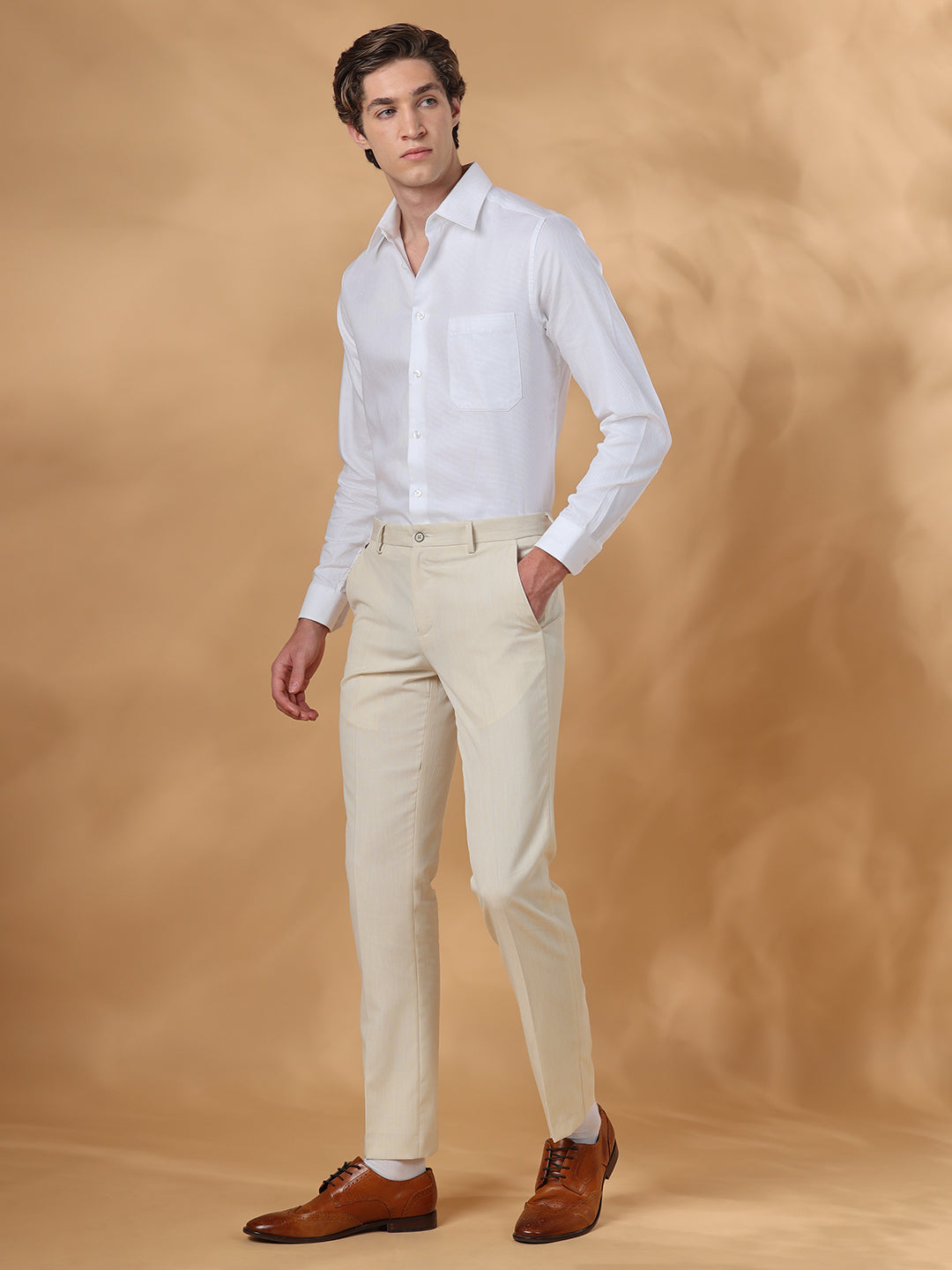 White Regular Fit Formal Cotton shirt for men (TARIN)