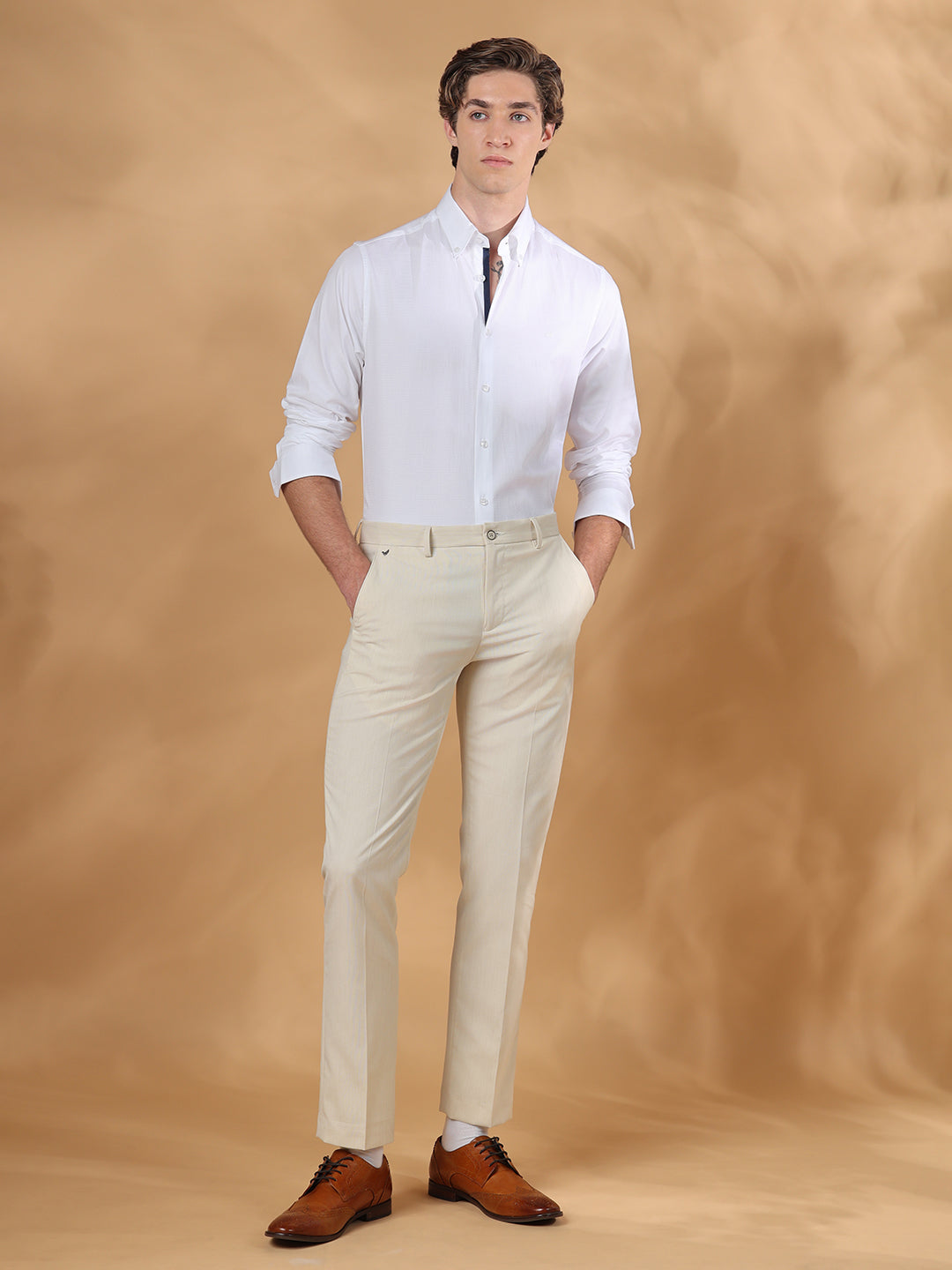 White Regular Fit Formal Cotton shirt for men (JULIO)