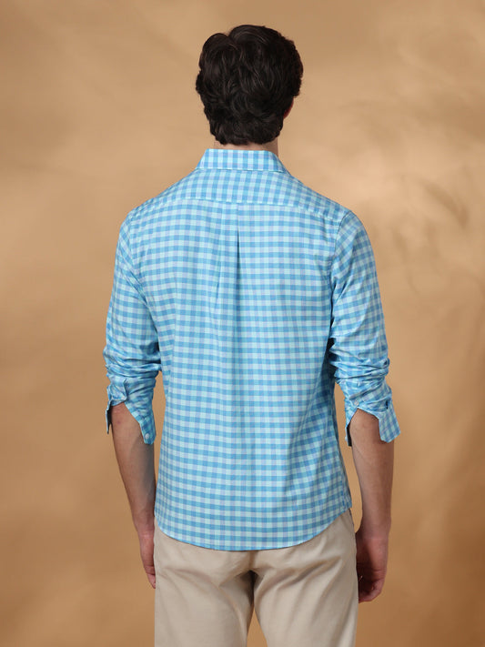 Blue Regular Fit Casual Cotton shirt for men (PACOA)