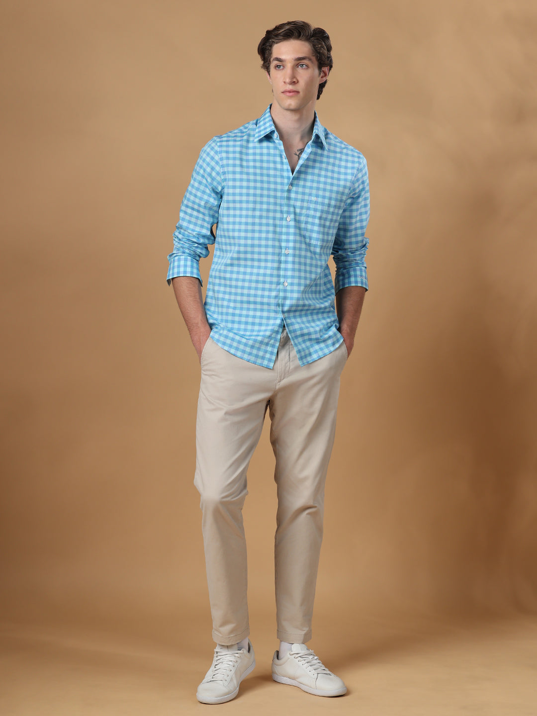 Blue Regular Fit Casual Cotton shirt for men (PACOA)