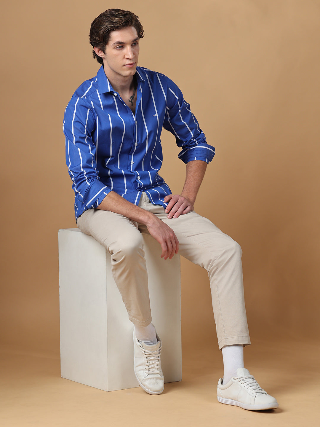 Blue Regular Fit Casual Blue shirt for men (BENIO)
