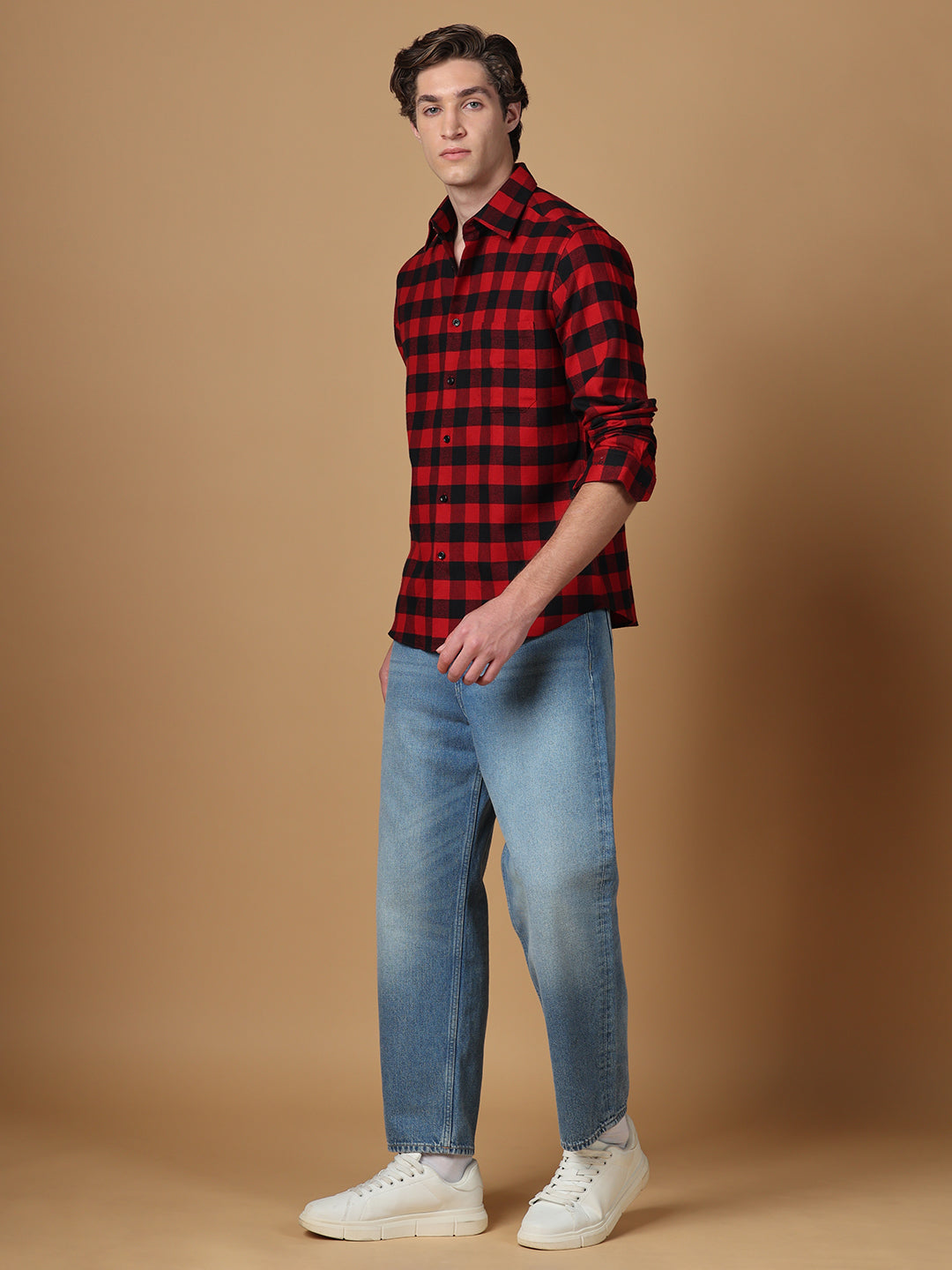 Red Regular Fit Casual Cotton shirt for men (CIVIS)