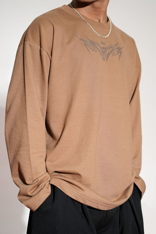 Vengeance Printed Brown Oversized Sweatshirt Main Character