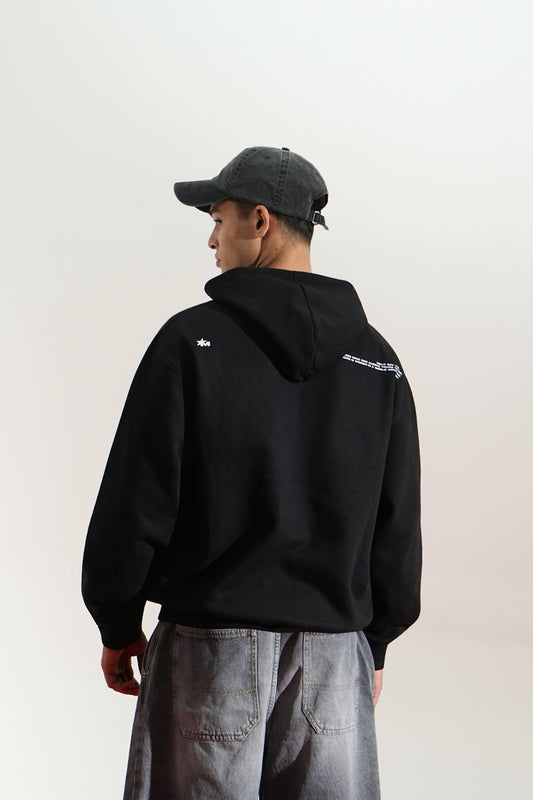 Black Oversized Printed Aura Hoodie Main Character