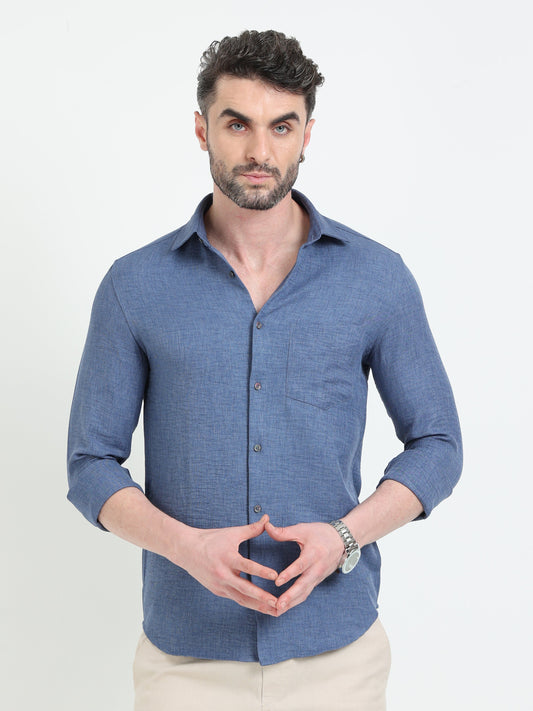Blue Melange Solid Shirt