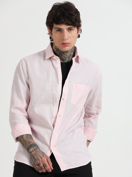 Pink Pure Linen Shirt