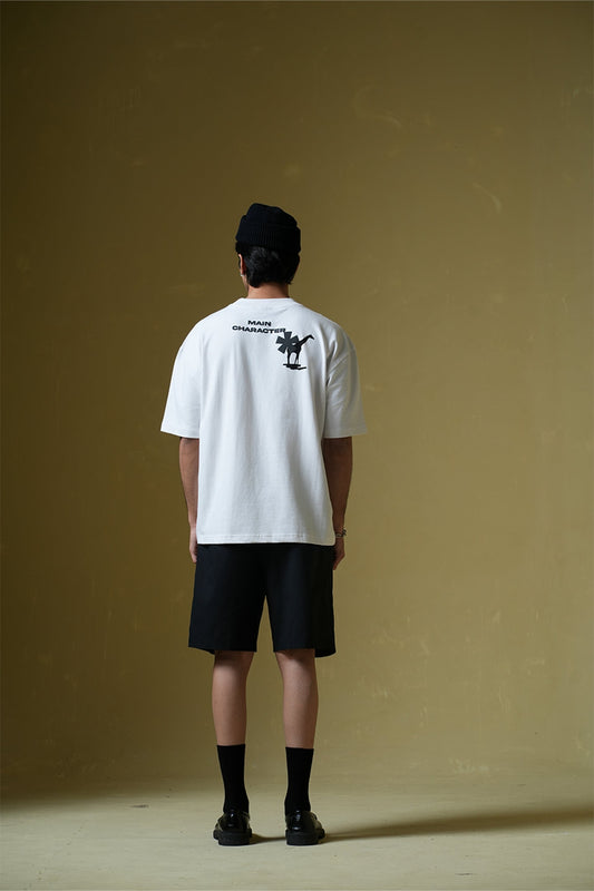 Deeper For You Printed Oversized White T-Shirt Main Character