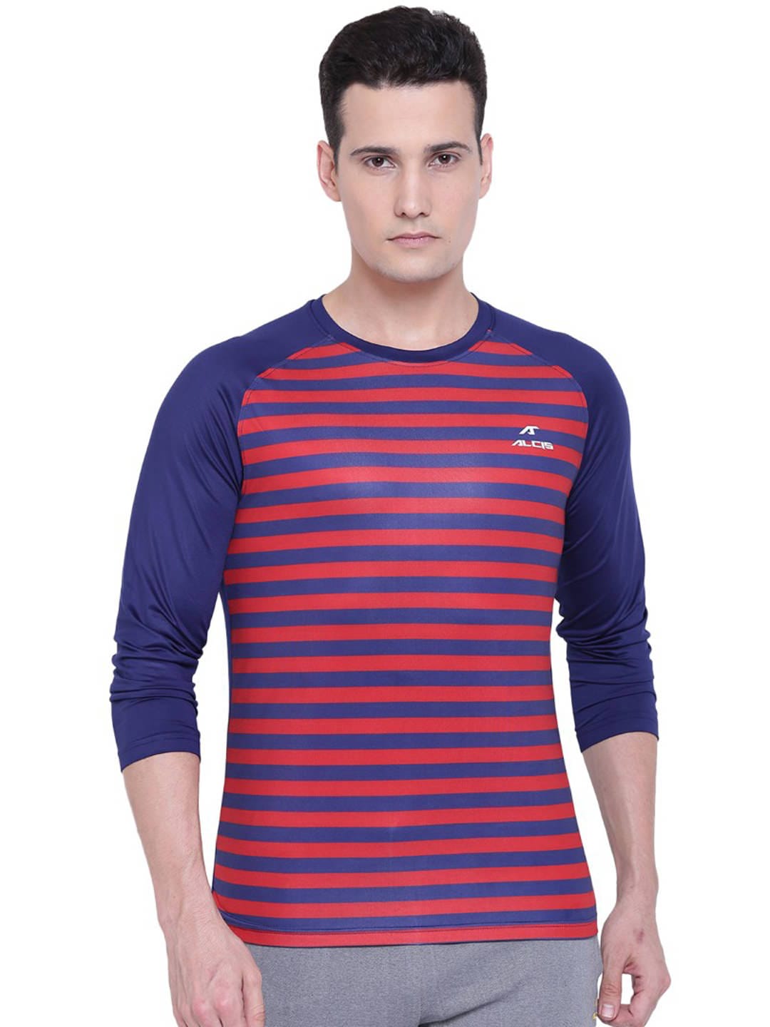 Alcis Mens Striped Navy Sweat Shirt 108MTE130 108MTE130-S