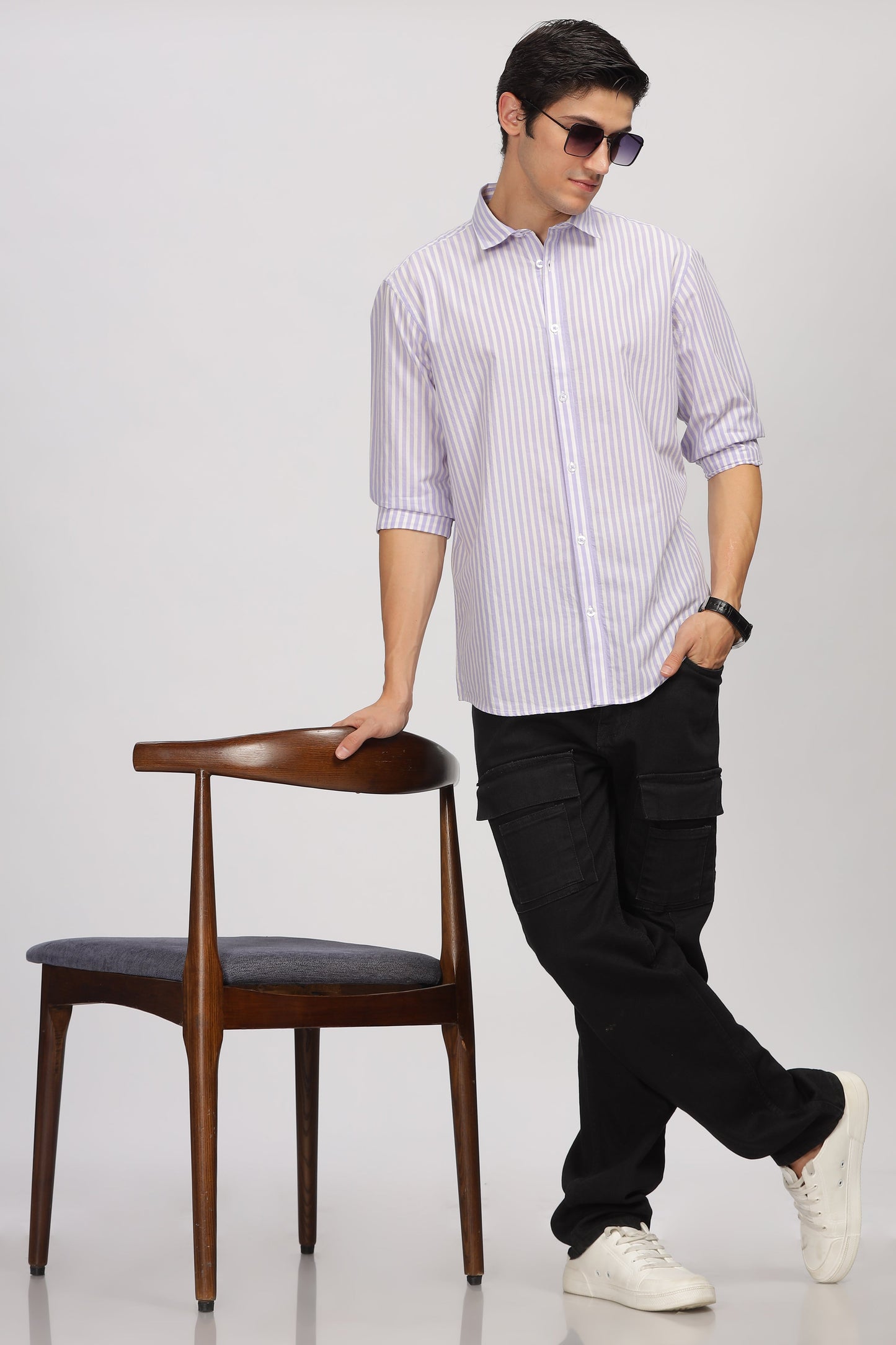 Uri Purple Stripe Full Sleeve Shirt Uri
