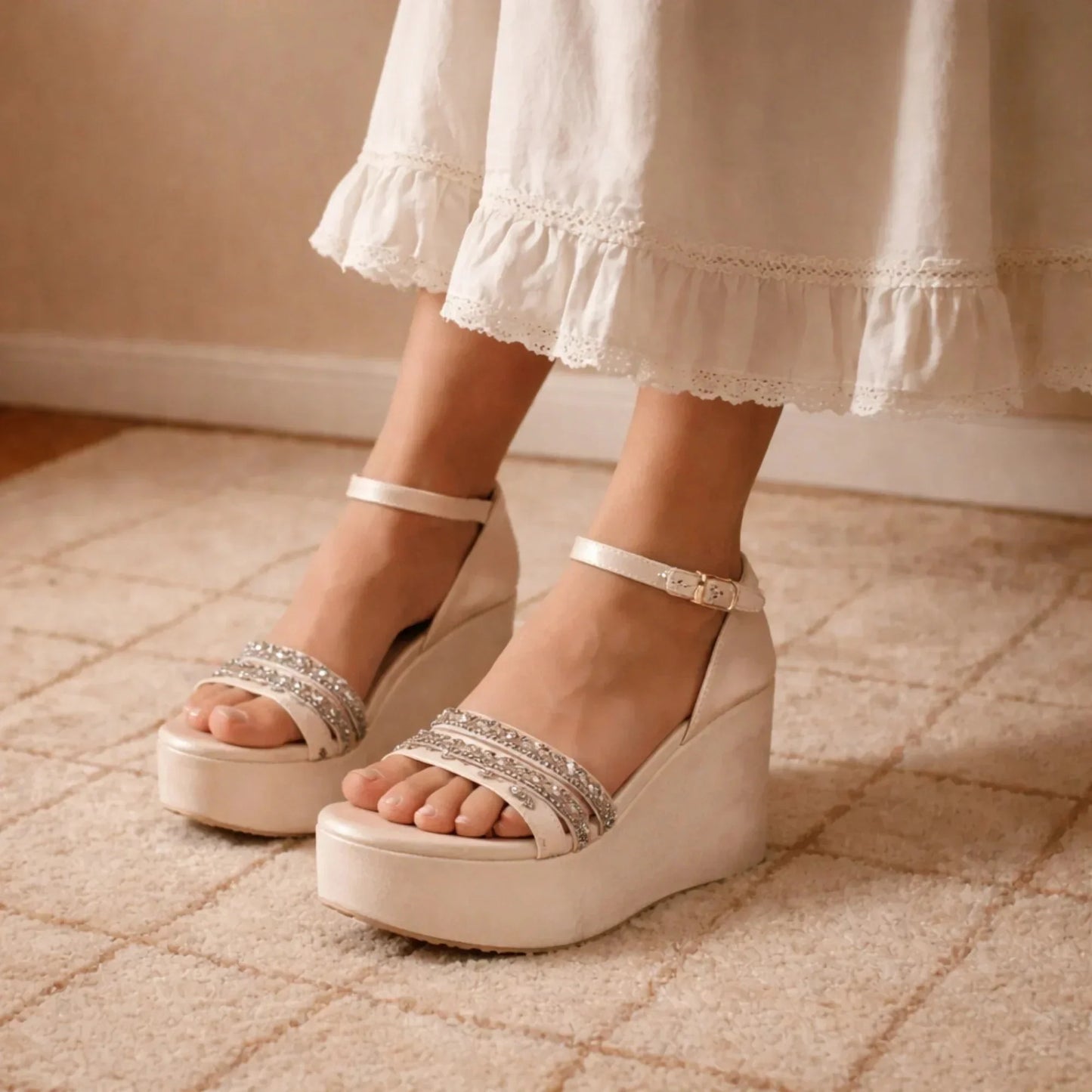 The Leilani Hand Embellished Luxury Wedge Shoe Rettrose