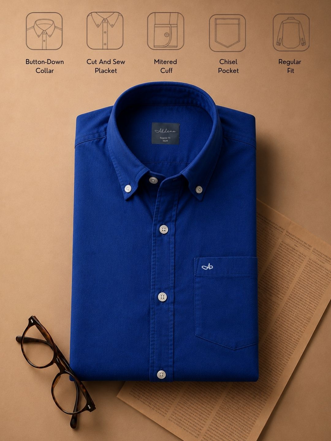 Aldeno Men Oxford Royal Blue Casual Shirt (GOIND)