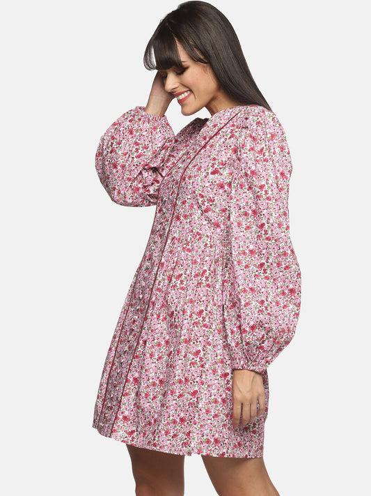 Long Balloon Sleeve Short Dress For Women