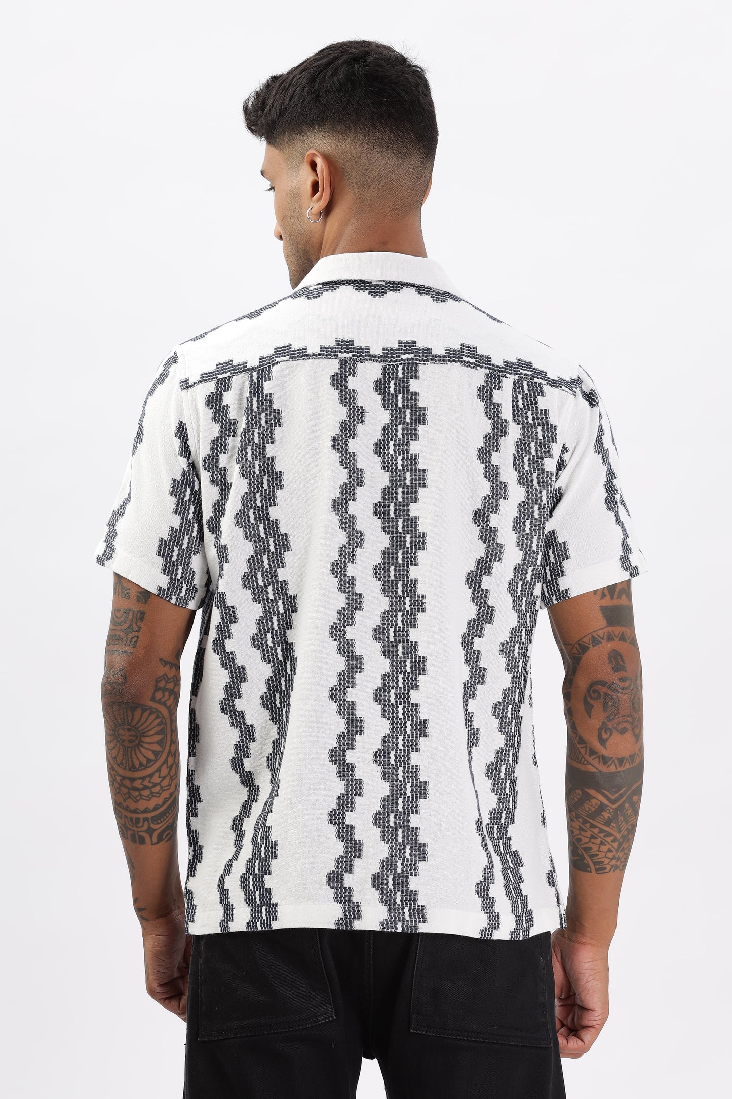 White Crochet Resort Fit Cotton Shirt Uri