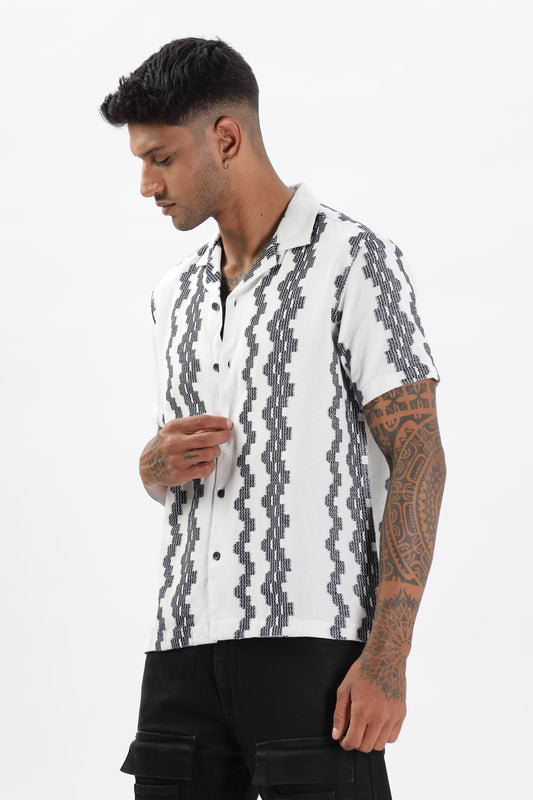 White Crochet Resort Fit Cotton Shirt Uri