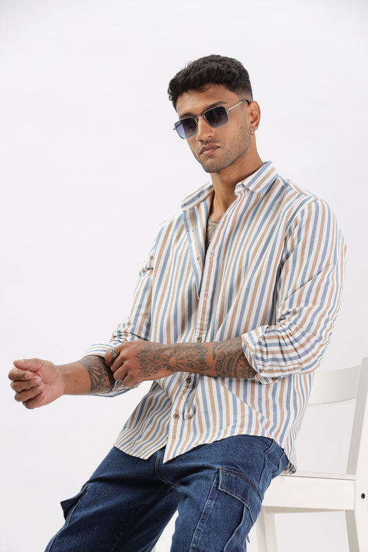Uri Multicolor Vertical Stripe Casual Cotton Shirt Uri