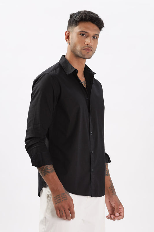 Uri Black Dobby Textured Casual Shirt Uri