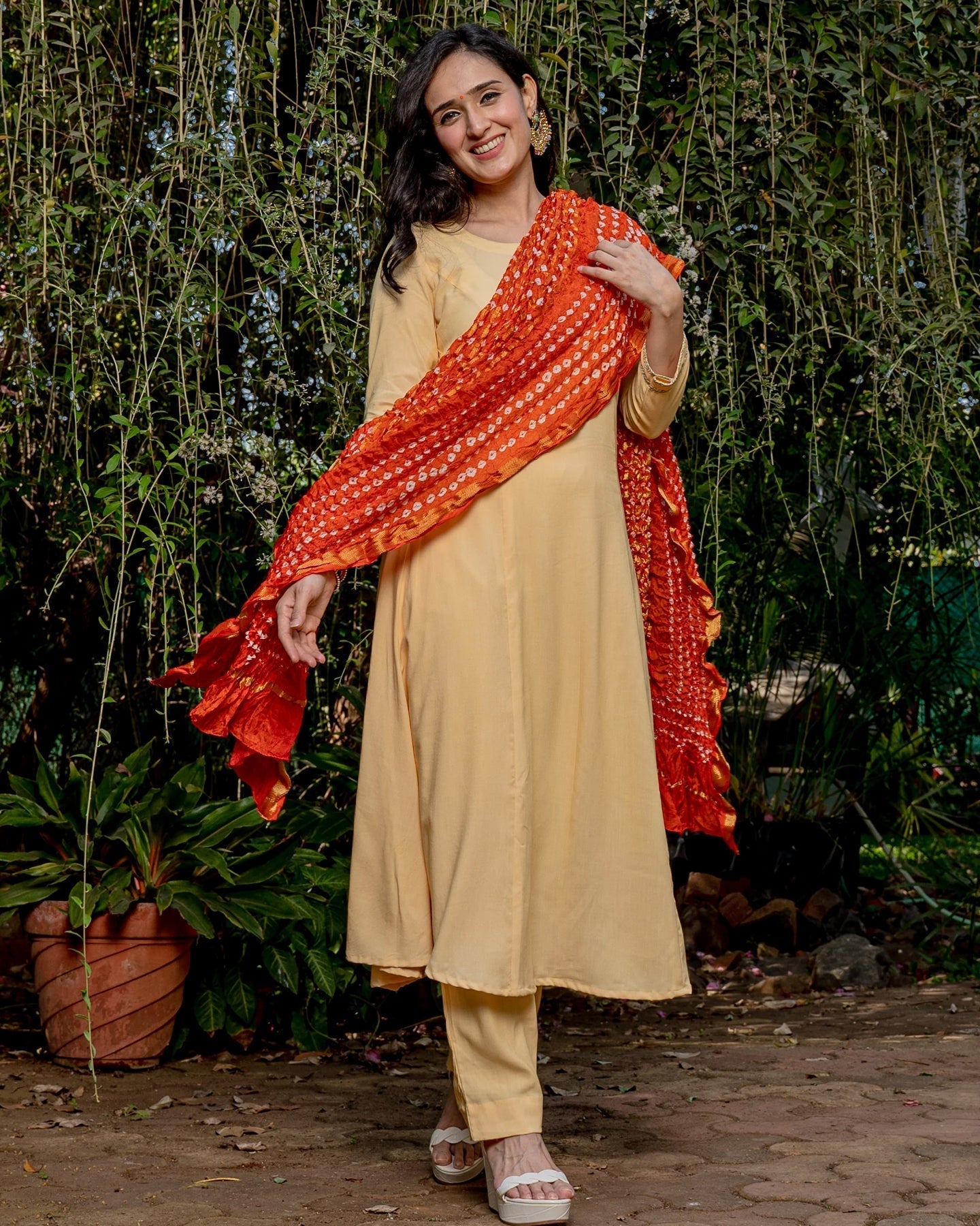 Lemon Yellow Bandhani Suit Set