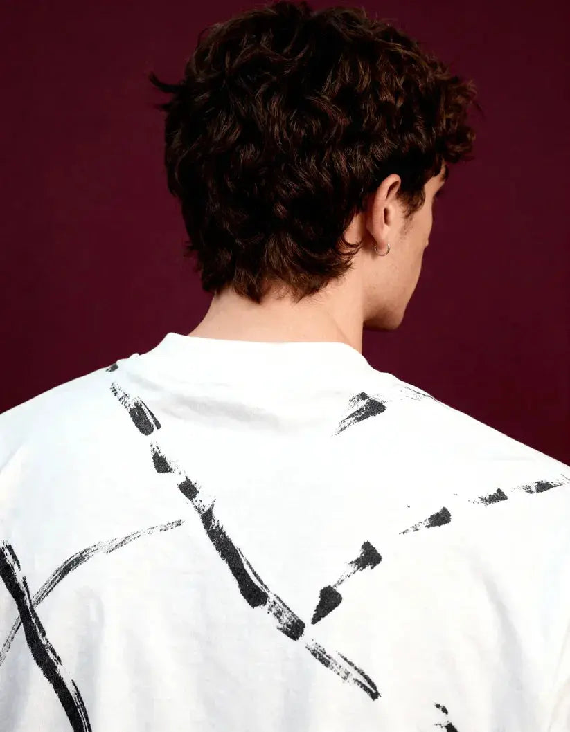 White Brushstroke Drip Oversized Tshirt Boozee