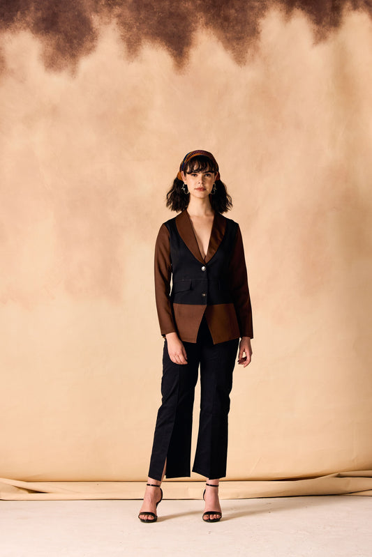 Colorblock Two-Button Blazer Jacket