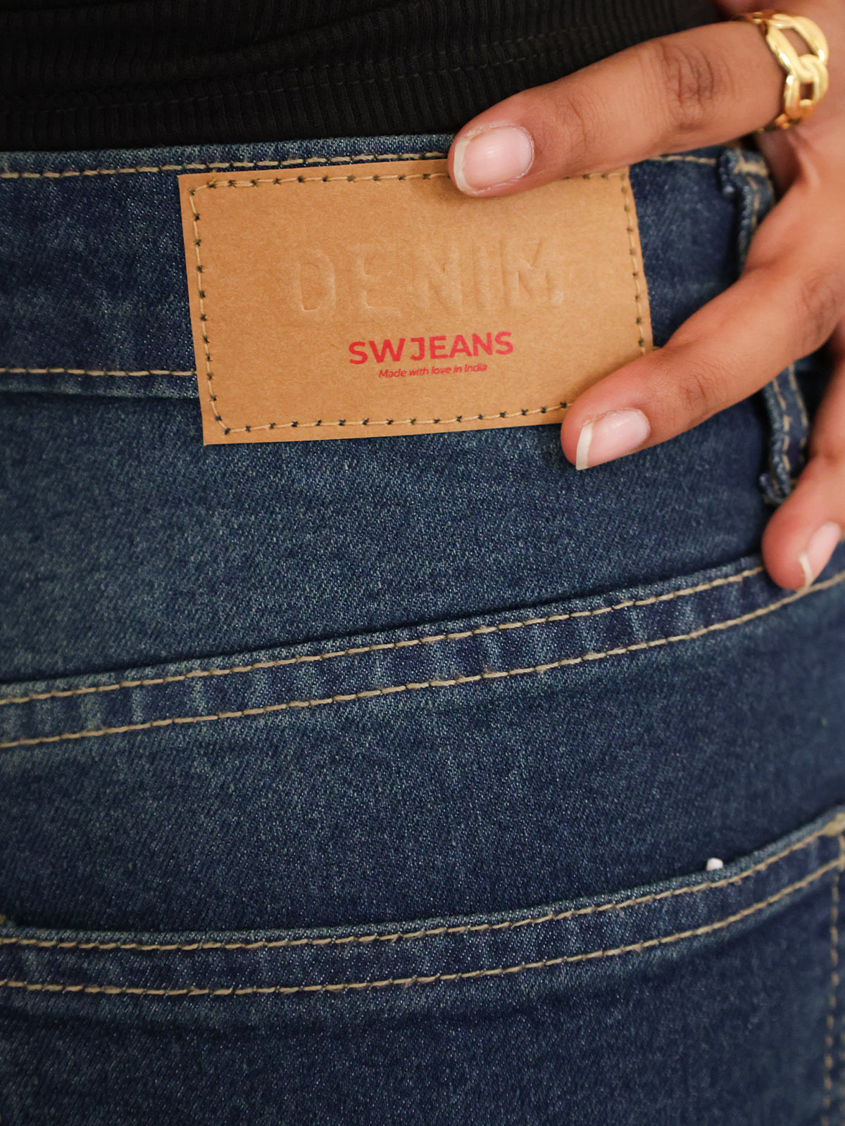 Luxe Celestial Blue Tinted Stretchable Wide Leg Jeans