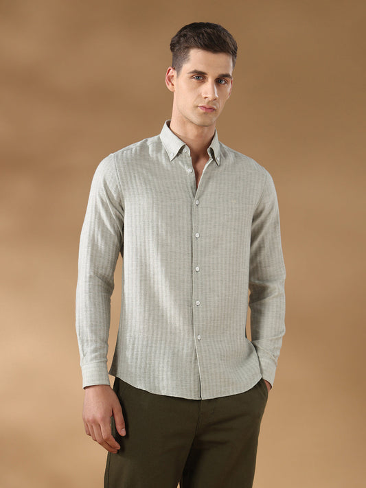 Green Regular Fit Casual Cotton Shirt for men (CINTIO)