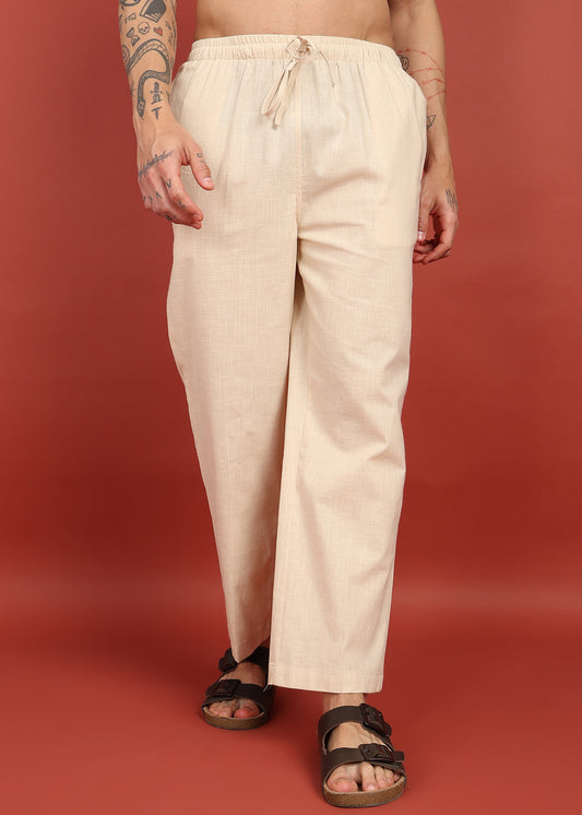 Men's Beige Cotton Linen Pyjama