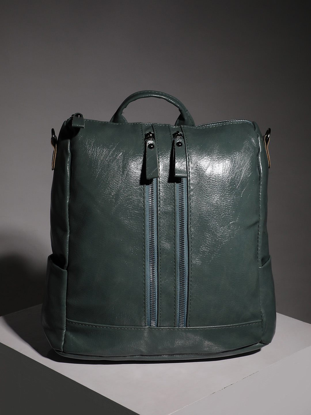 The Zip-Front Broad Backpack - Sage Green