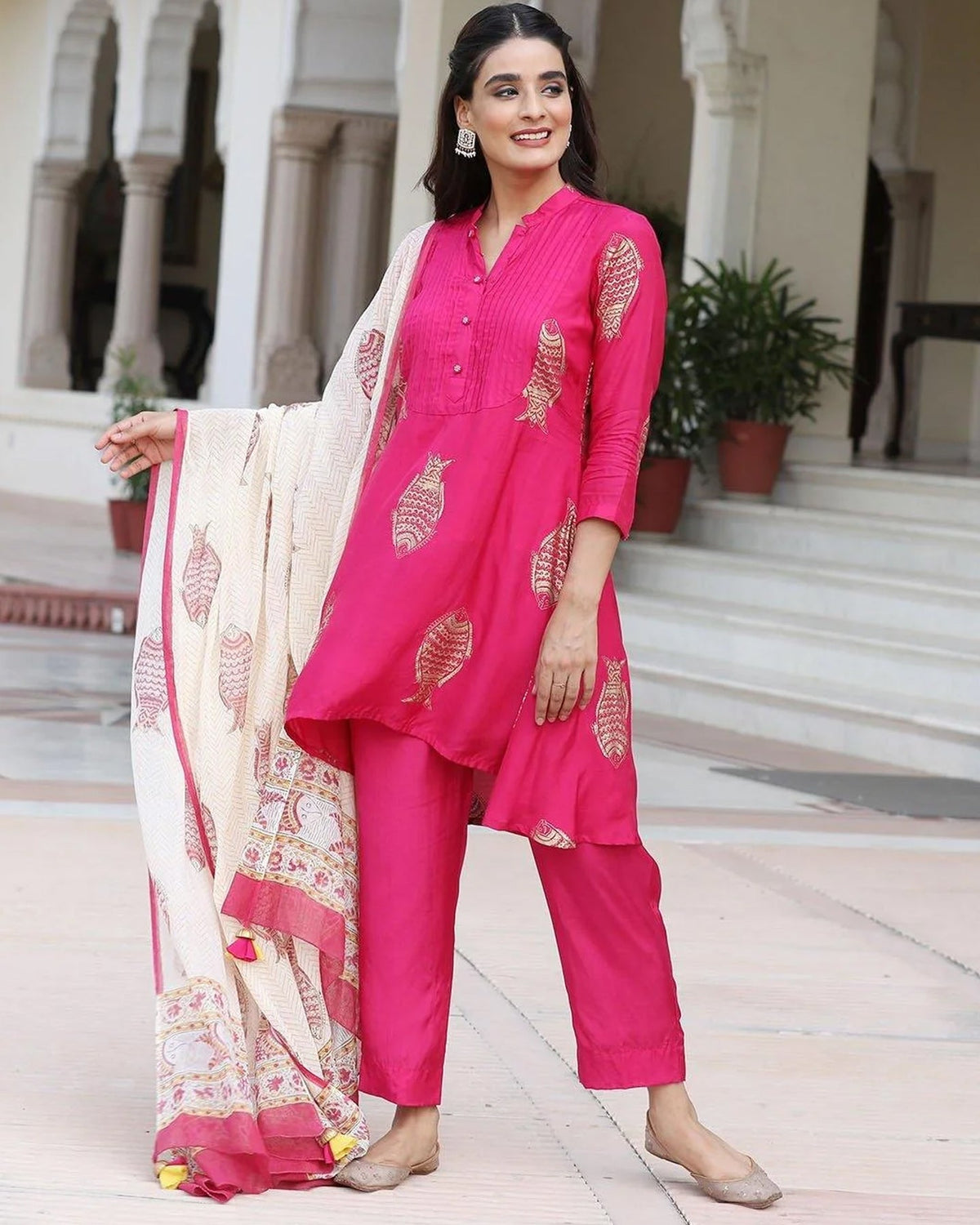 Gold Fish Muslin Suit Set
