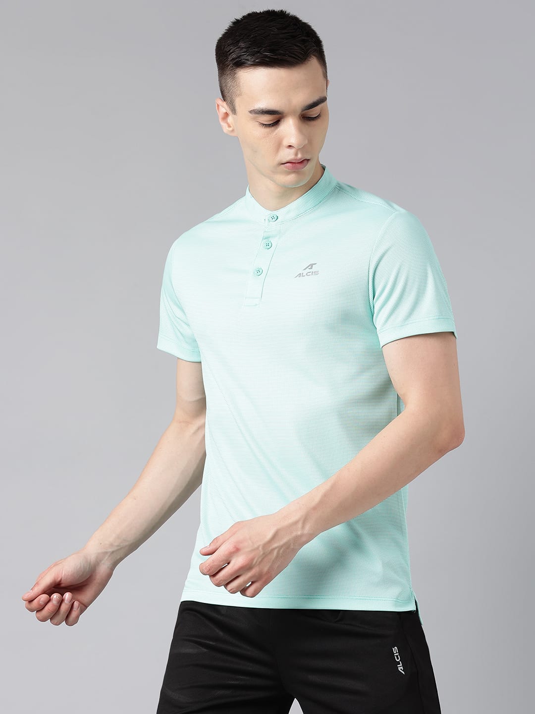 Alcis Men's Mint Green Anti-Static Drytech+ Slim-Fit Training Polo T-Shirt
