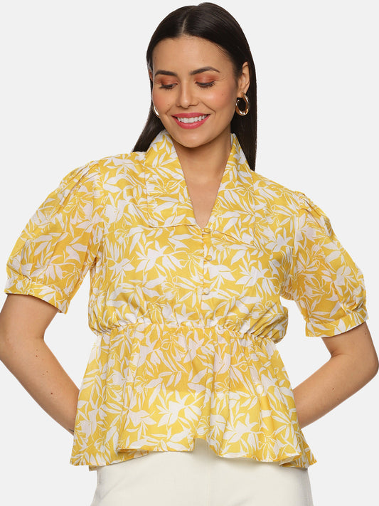 Buy Puff Sleeve Peplum Top For Women