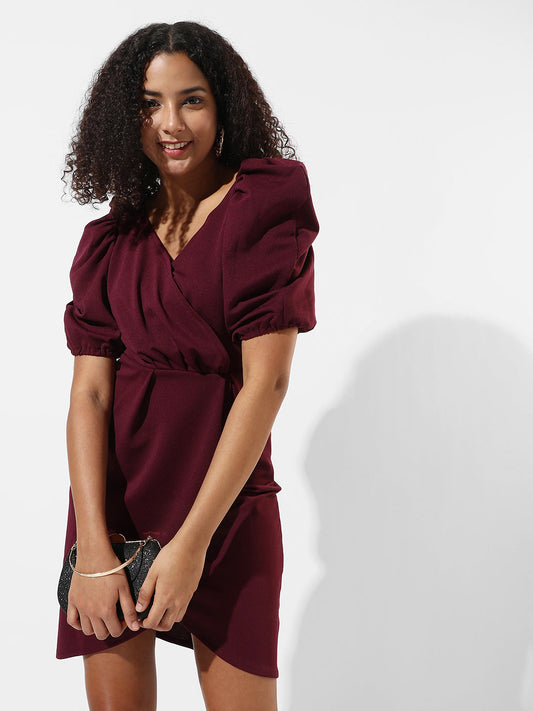 SOLID MAROON DRESS