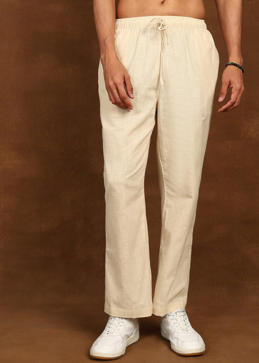 Fabmade Beige Dune Flow Linen Trousers