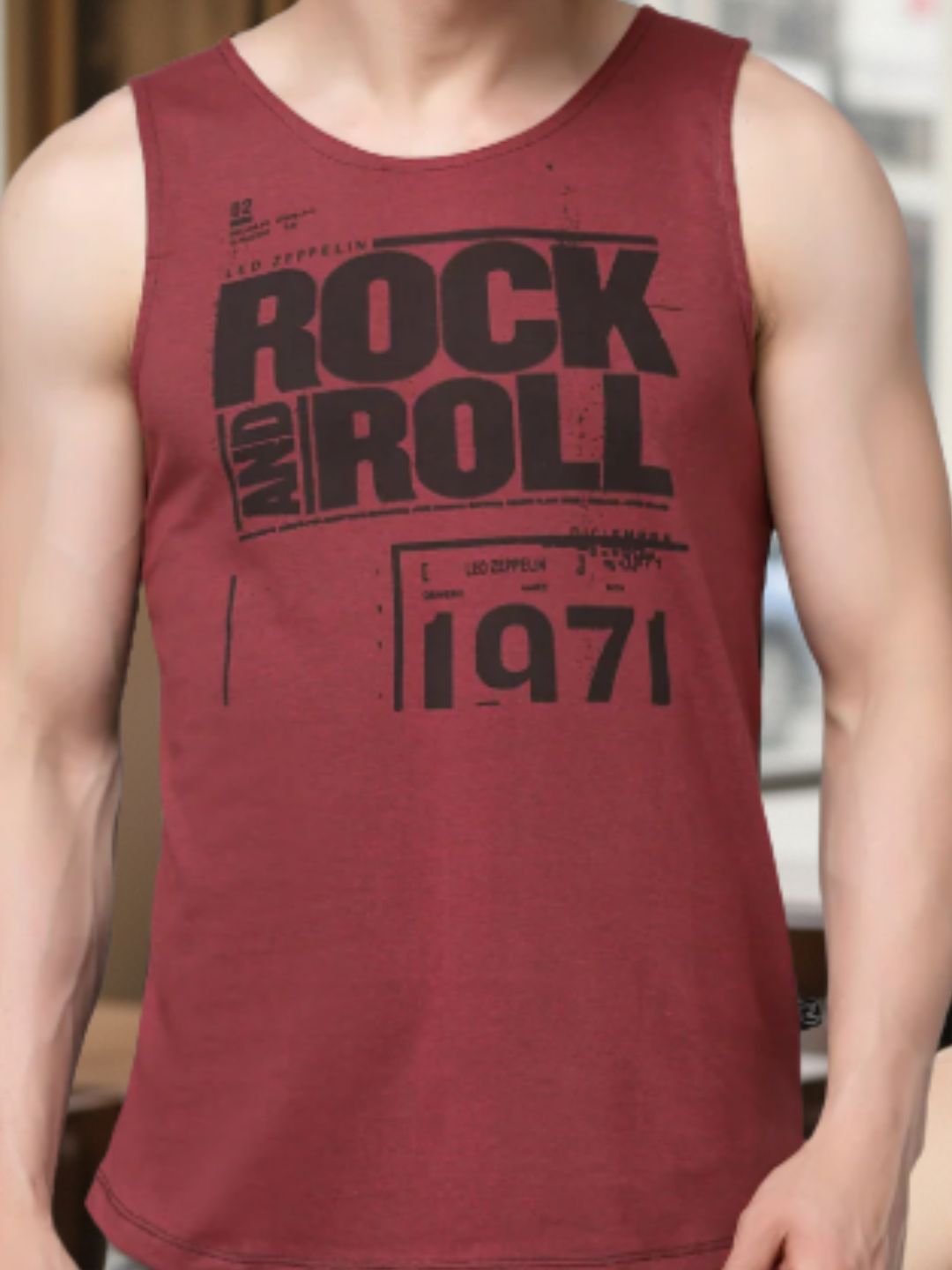 Plus Size Men's Maroon Black and Dark Grey Printed Cotton Sleeveless Combo Vest T-Shirt-Pack of 2