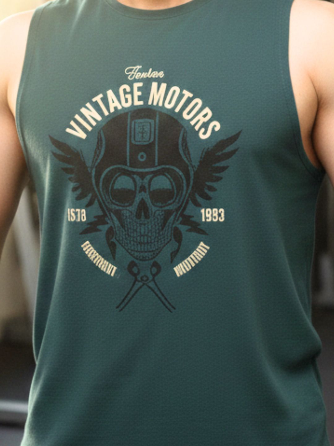 Plus Size Men's Maroon and Teal Printed Cotton Sleeveless Innerwear Vest T-Shirt-Pack of 2