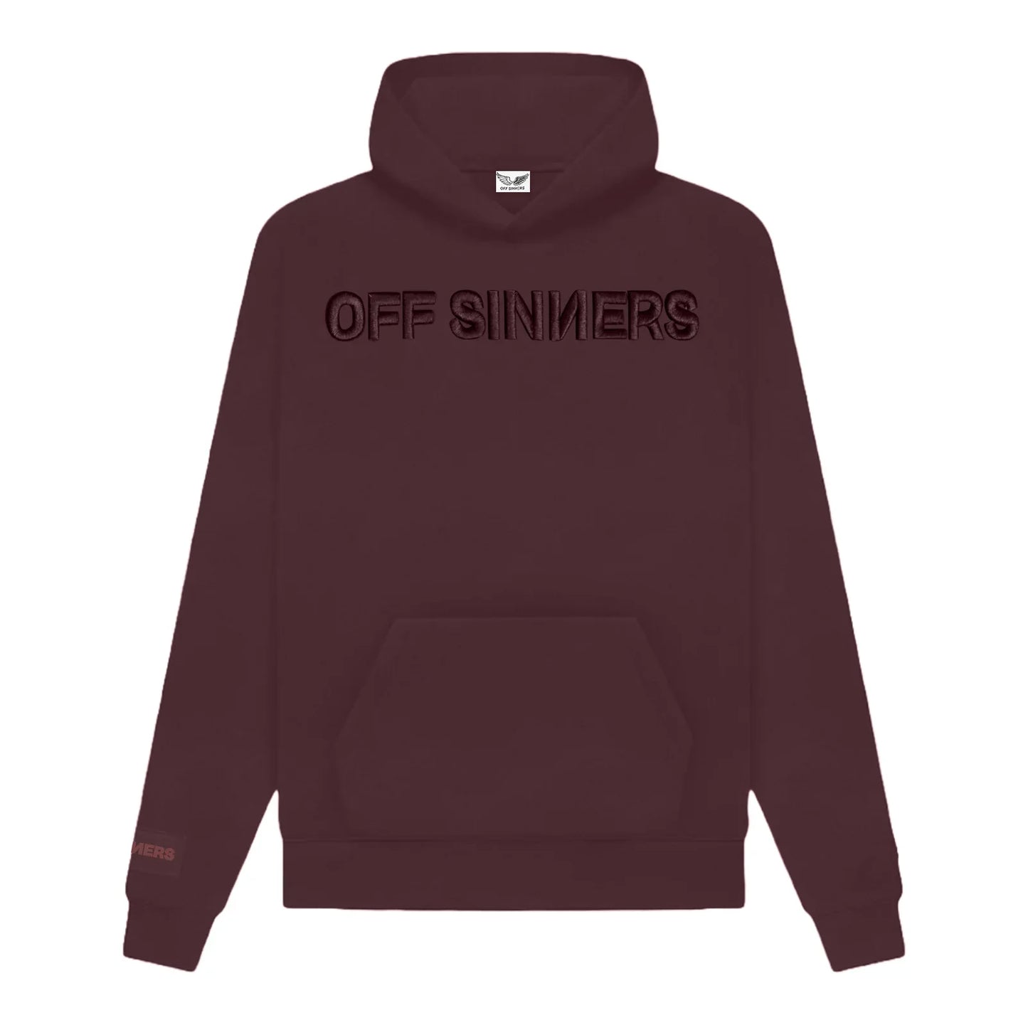 Acid Wash Raven Born Embroidered Brown Hoodie
