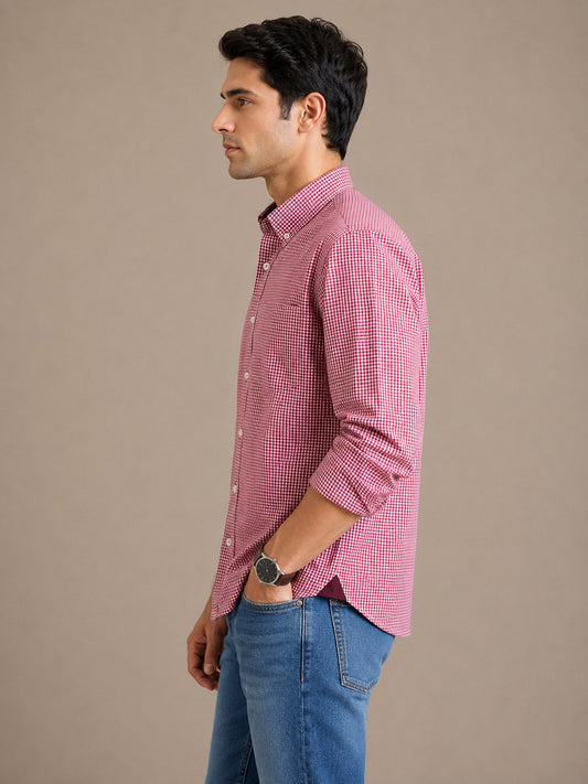 Crimson Grid Casual Shirt