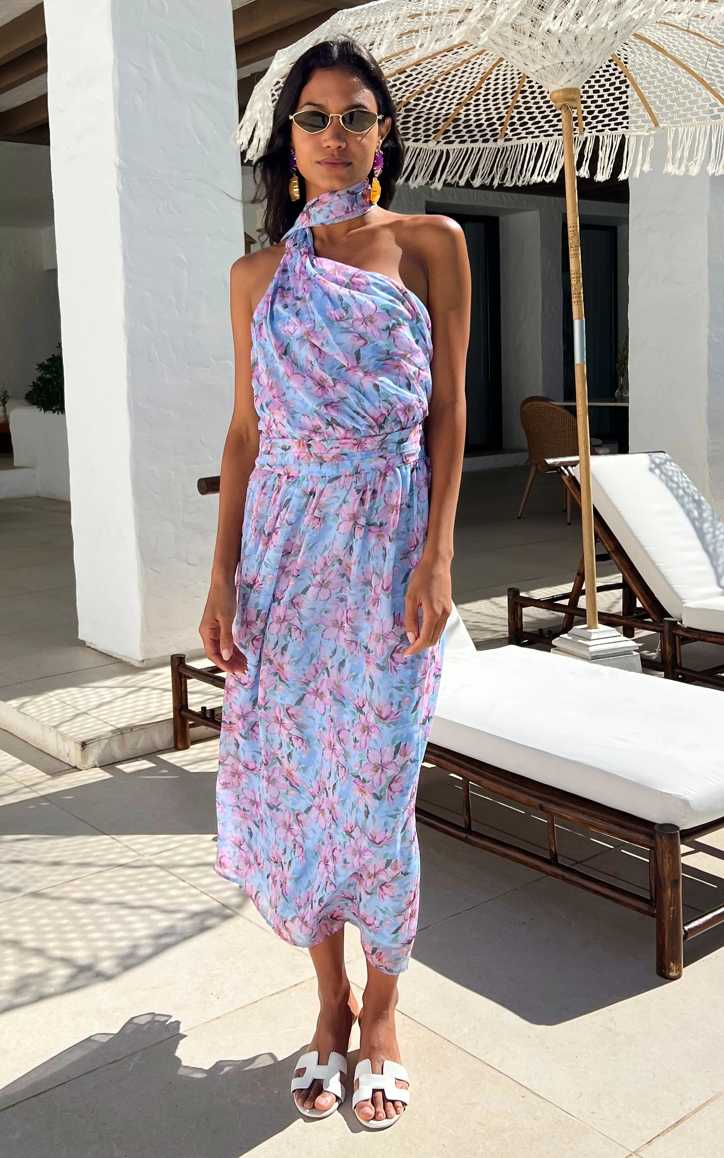 IS.U Floral Blue One Shoulder Maxi Dress