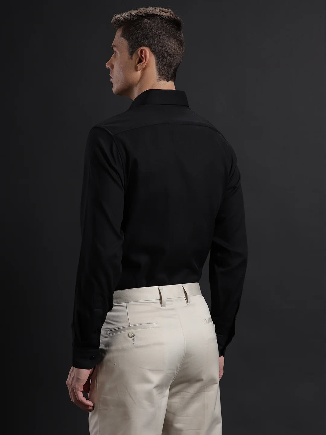 Mens Regular Fit Solid Black Casual Cotton Shirt