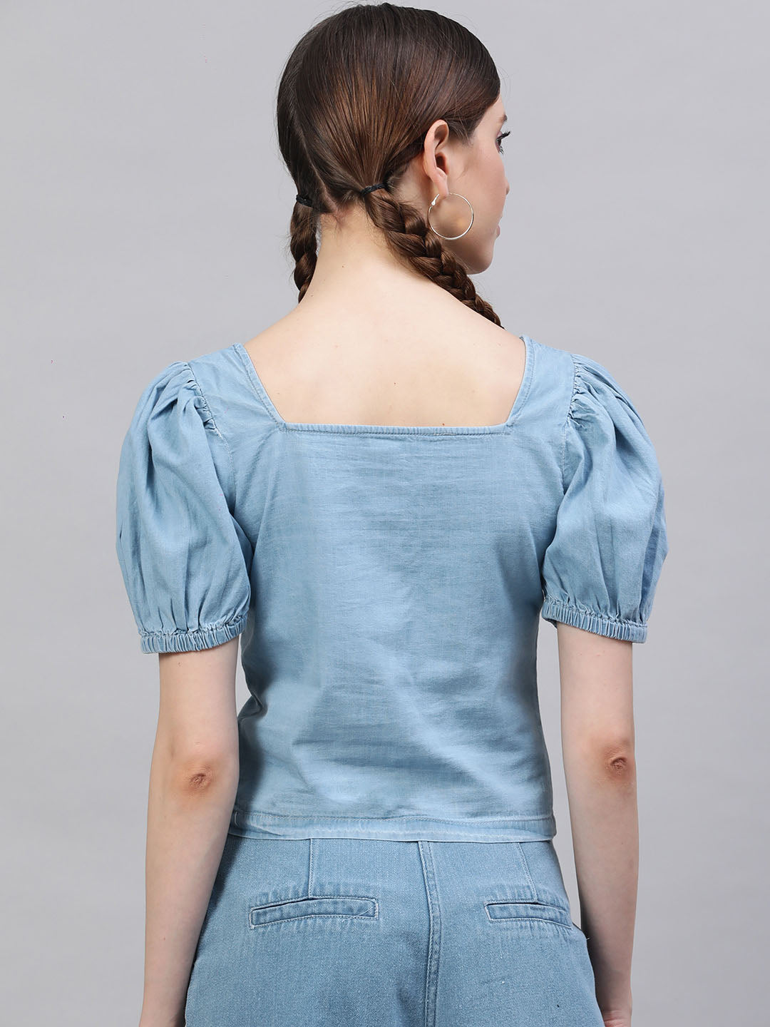 Denim Puff Sleeve Top