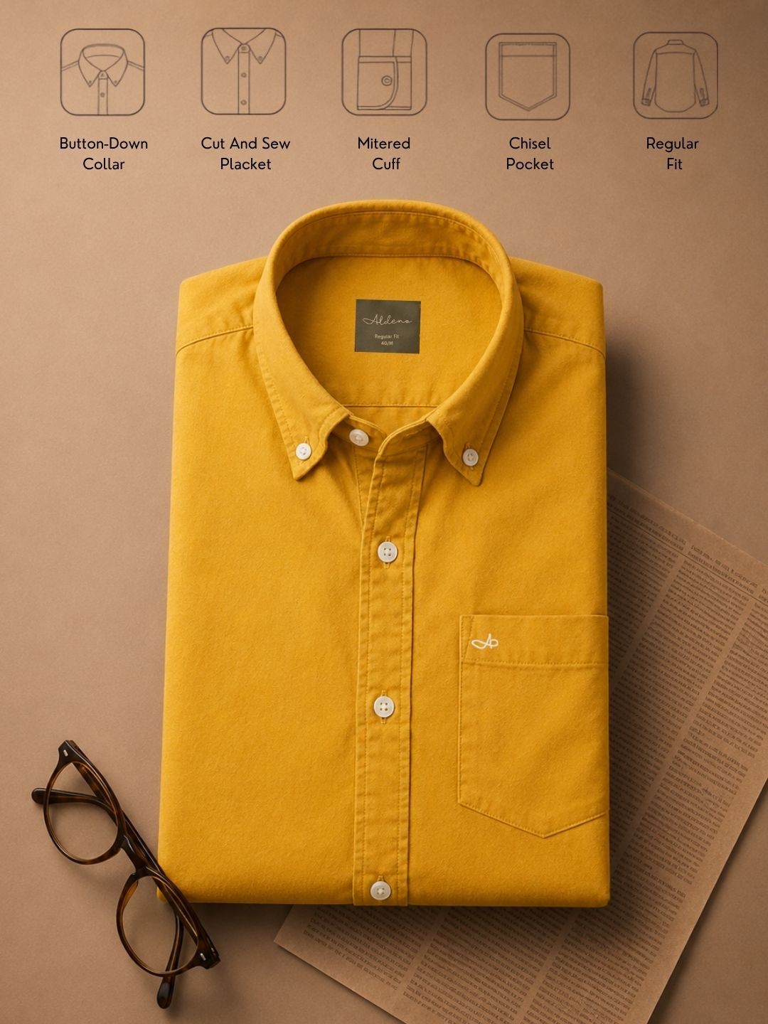 Aldeno Men Oxford Yellow Casual Shirt (GOLDY)