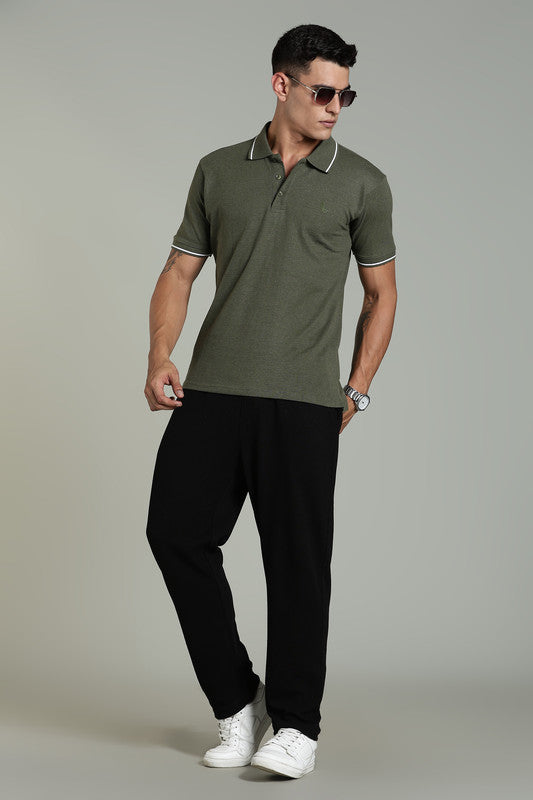 Funny Tales Olive Green Polo T-shirt for Men