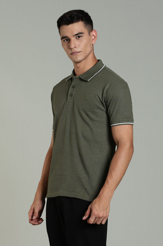 Funny Tales Olive Green Polo T-shirt for Men